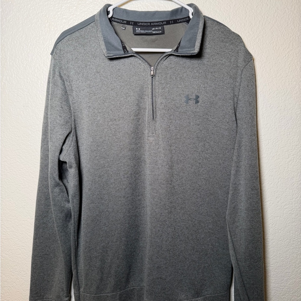 Men’s Under Armour Gray UA SweaterFleece quarter-zip pullover